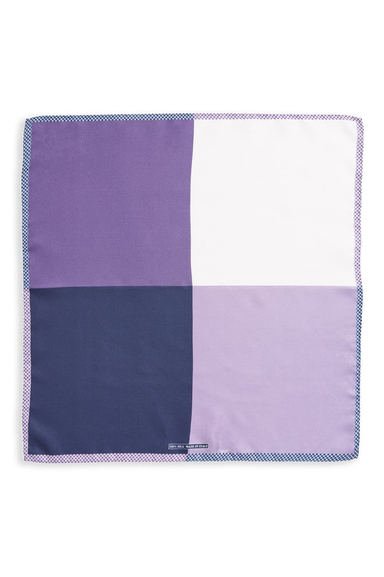 Panel Silk Pocket Square, Alternate, color, PURPLE