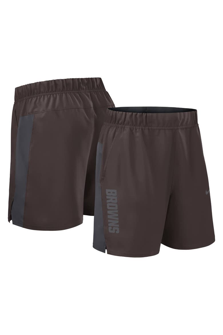 Men's Nike Brown Cleveland Browns Woven Victory Performance Shorts, Alternate, color, Brown