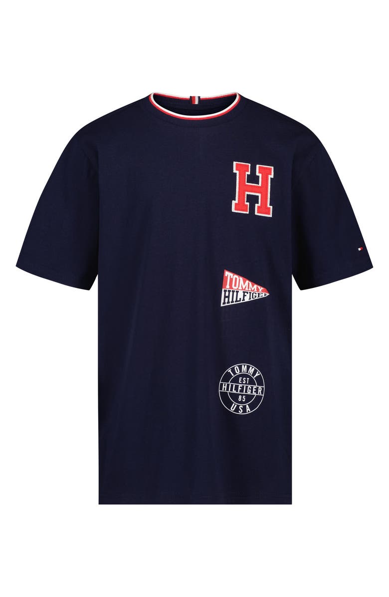 Tommy Hilfiger Kids' College Stack T-Shirt, Main, color, Navy Blazer