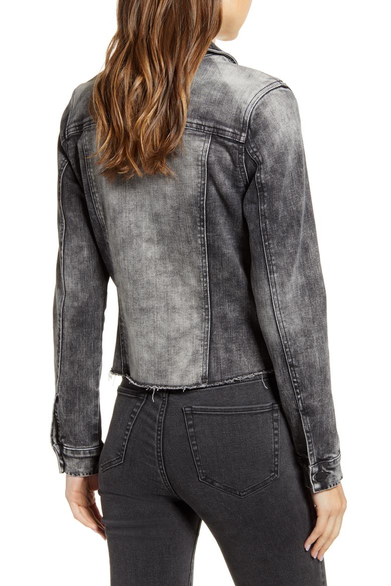 Denim Pieced Dyed Denim Trucker Jacket, Alternate, color, GREY