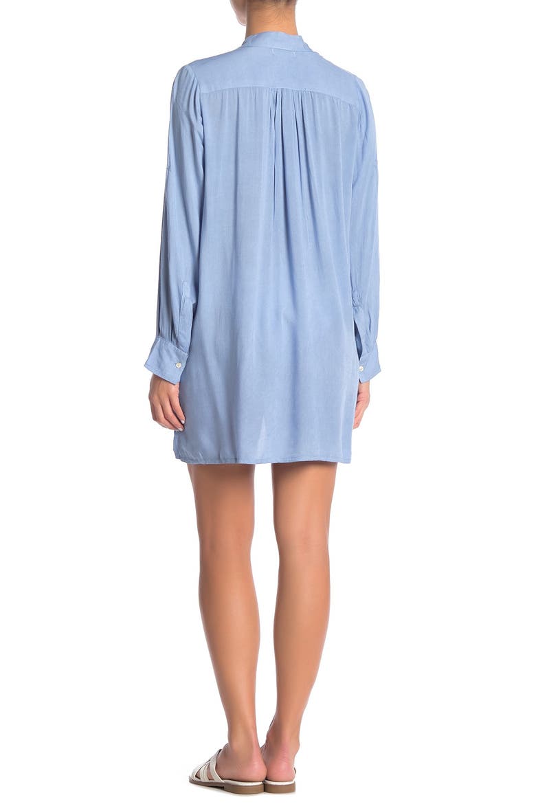 Patch Pocket Shirt Dress Cover-Up, Main, color, CHAMBRAY