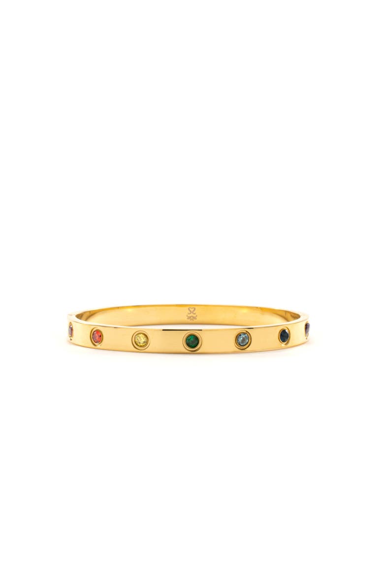 Chakra Healing Stone Bangle 18k Gold finished Stainless Steel, Main, color, Gold
