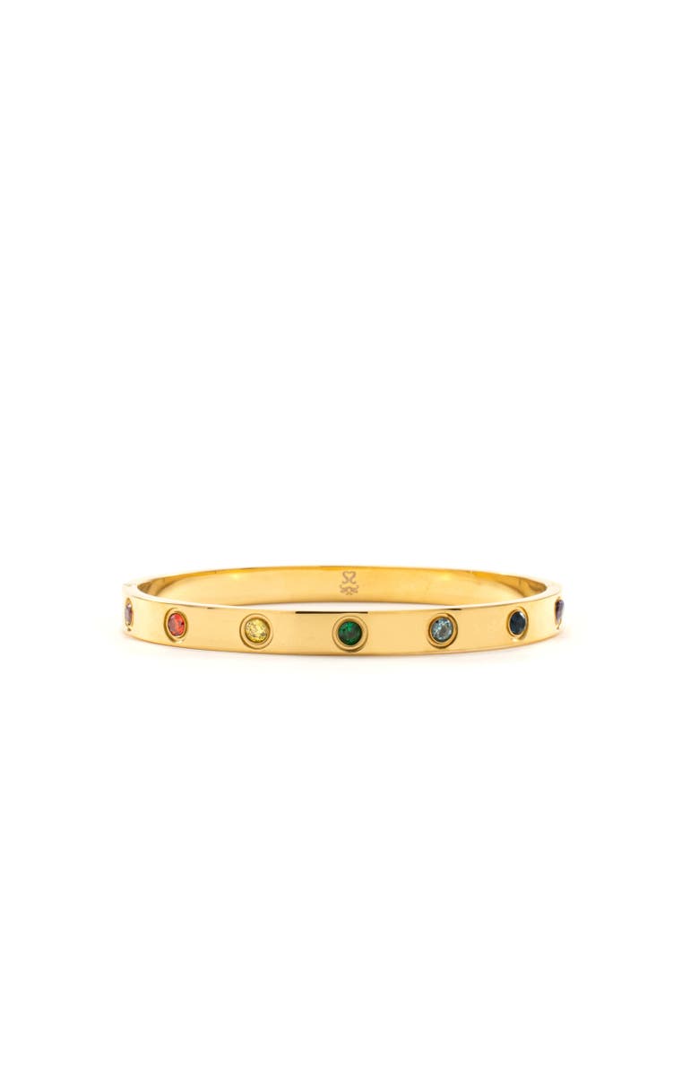 Seven Saints Chakra Healing Stone Bangle 18k Gold finished Stainless Steel, Main, color, Gold