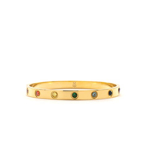 Chakra Healing Stone Bangle 18k Gold finished Stainless Steel