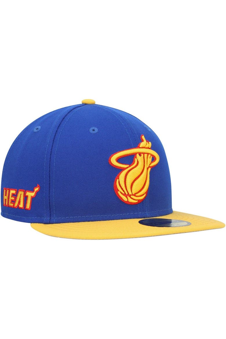 Men's New Era Blue Miami Heat Side Patch 59FIFTY Fitted Hat, Main, color, Blue