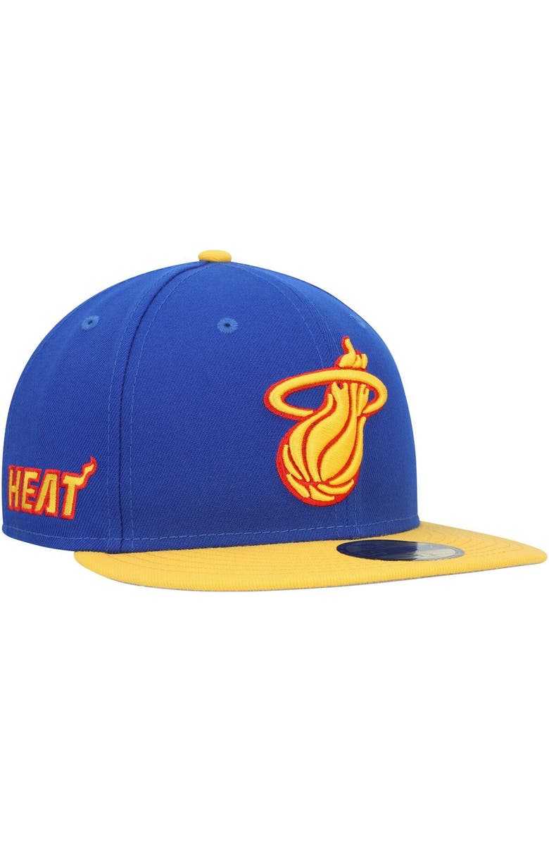 New Era Men's New Era Blue Miami Heat Side Patch 59FIFTY Fitted Hat, Main, color, 
