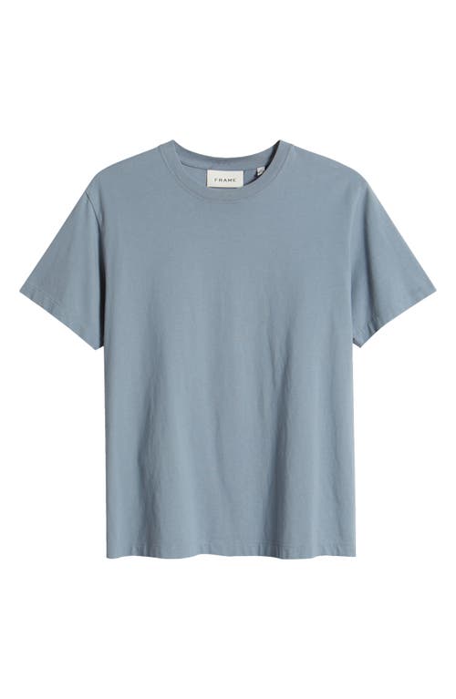 Frame Mens Smoky Blue Logo Embroidered Cotton T-shirt In Smoky Blue