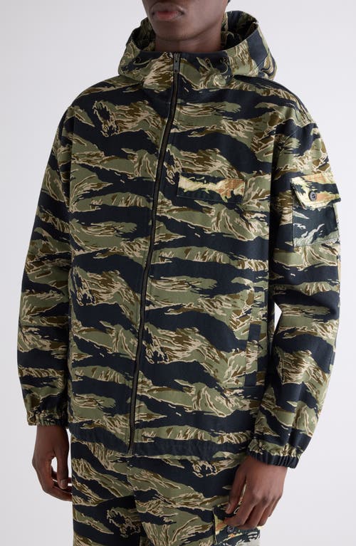 Givenchy Camo Print Cotton Military Windbreaker In Green Multicolored