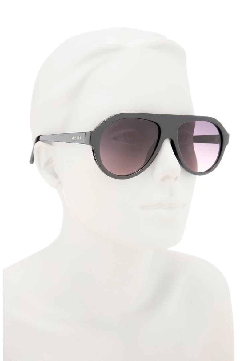 Lyla 56mm Gradient Aviator Sunglasses, Alternate, color, BLACK
