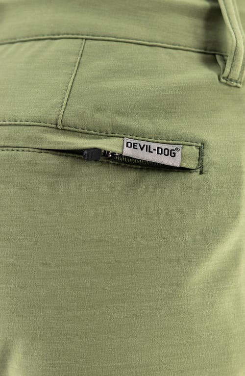 Devil-dog Dungarees 8-inch Hybrid Chino Shorts In Oil Green