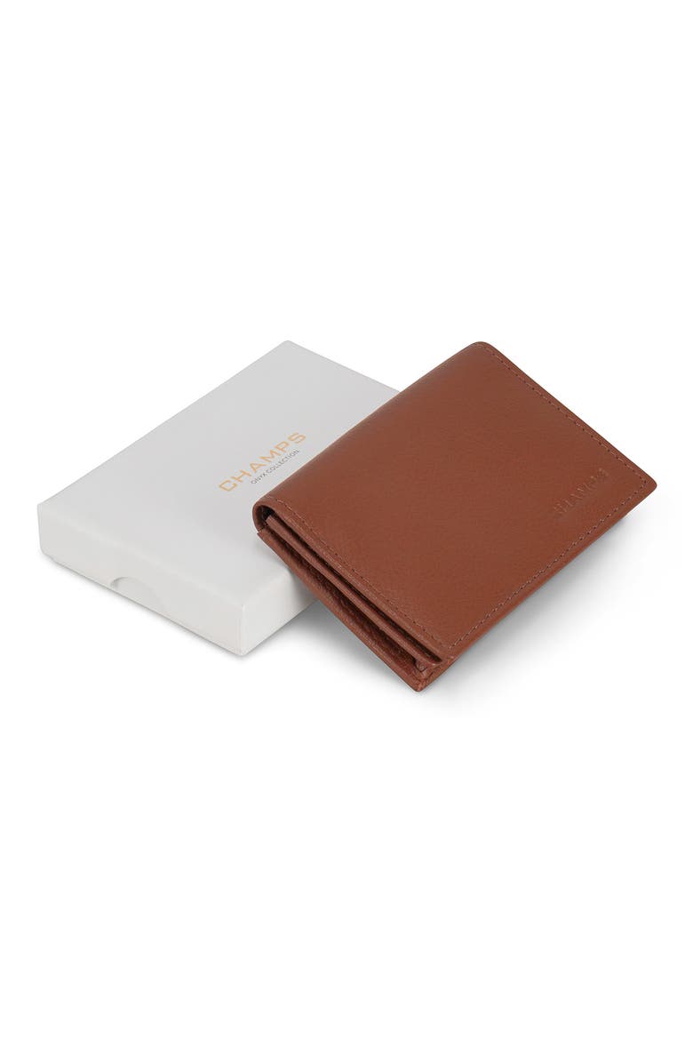 Onyx Leather RFID Vertical Slim Wallet, Alternate, color, BROWN