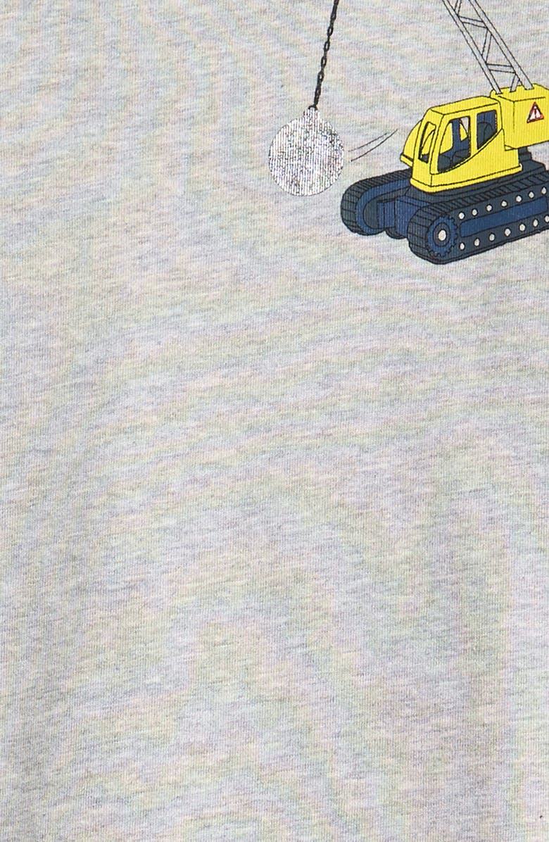 Mini Boden Kids' Front & Back Graphic T-Shirt, Alternate, color, Grey Marl Vehicles
