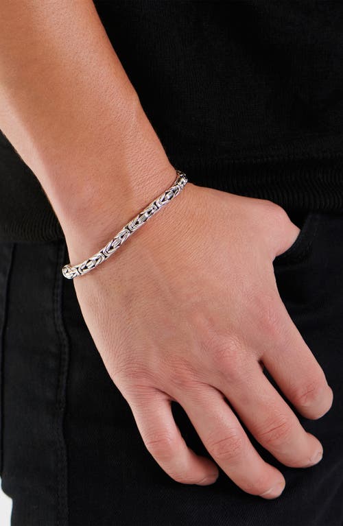 Devata Gender Inclusive Sterling Silver Borobudur Round 5mm Chain Bracelet In Silver