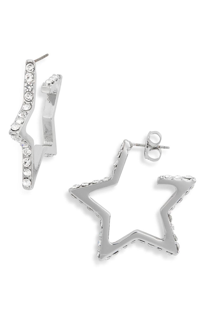 Leith Crystal Star Hoop Earrings, Main, color,