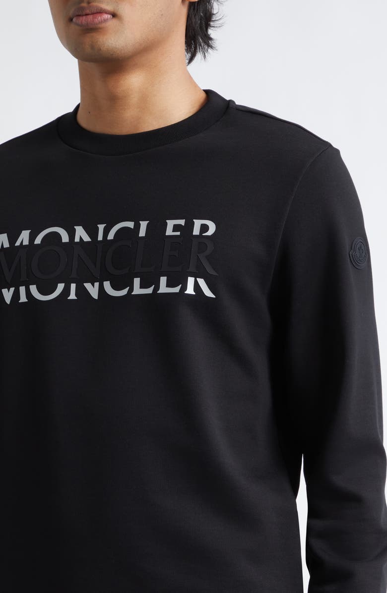 Moncler Logo Embroidered Sweatshirt, Alternate, color, Black