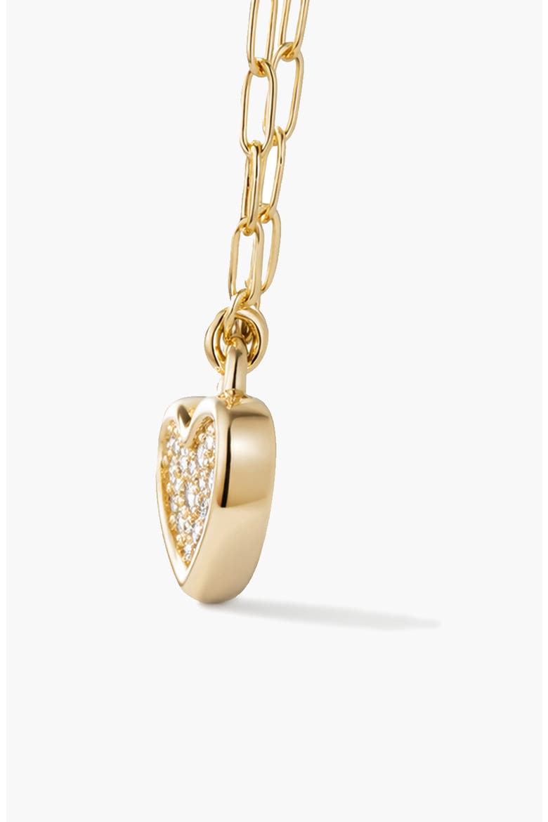 Link Heart Pave Short Necklace in Gold, Alternate, color, Gold