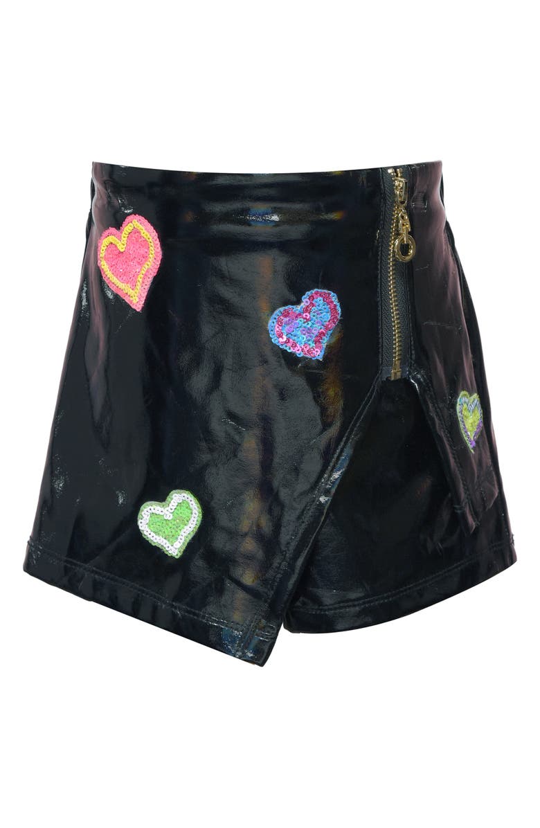 Truly Me Kids' Sequin Heart Faux Leather Skort, Main, color, 