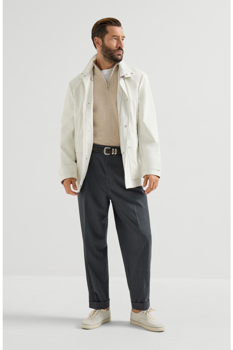 Cashmere sweater with half zip, Alternate, color, Sand