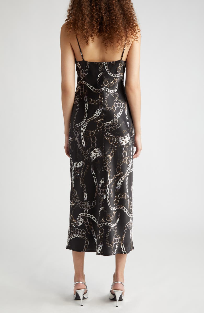 L'AGENCE Seridie Chain Print Silk Midi Slipdress, Alternate, color,