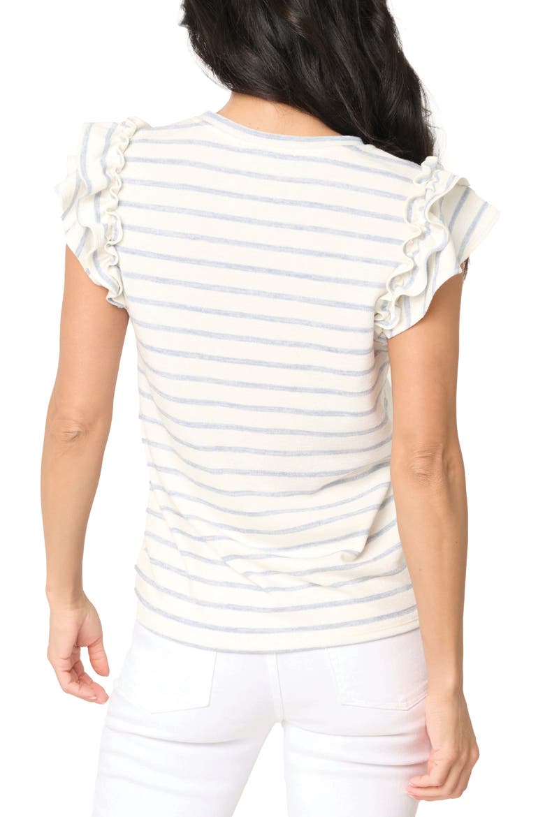 Butterfly Stripe Ruffle Cap Sleeve Top, Alternate, color, CHAMBRAY BLUE STRIPE