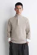 COS Ribbed Wool Half-zip Sweater