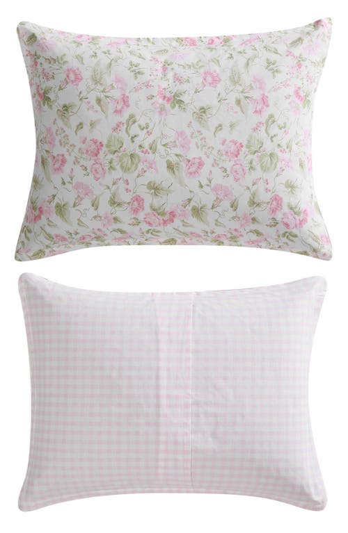 Laura Ashley Morning Gloria 3-piece Comforter & Sham Set In Pretty Pink/green