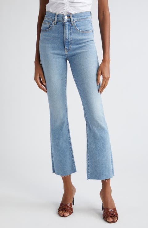 Carolina High Waist Raw Hem Skinny Ankle Flare Jeans (Nova)