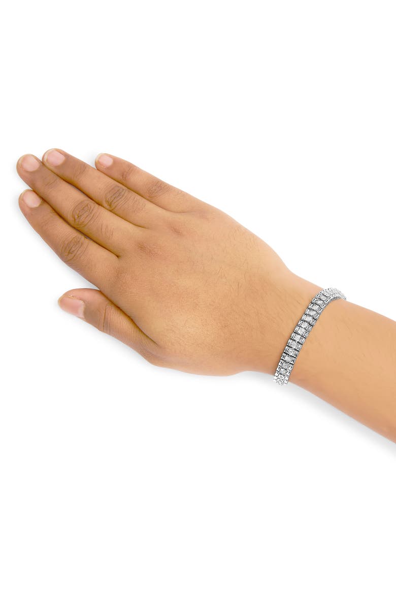 Silver 1.0 Cttw Diamond Collar Line Link Bracelet - Size 7.25" Inches, Alternate, color, White