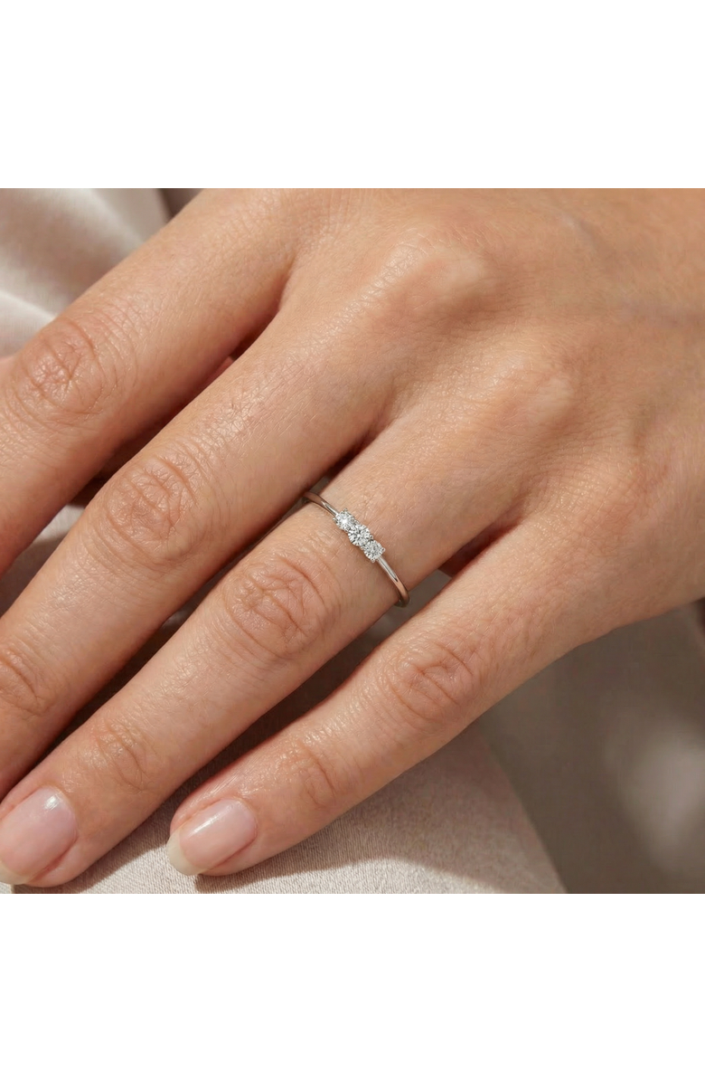 Bliss Diamond Delicate Diamond 3-Stone Minimalist Anniversary Wedding Ring 14k Gold Lab Grown, Alternate, color, 14K Rose Gold