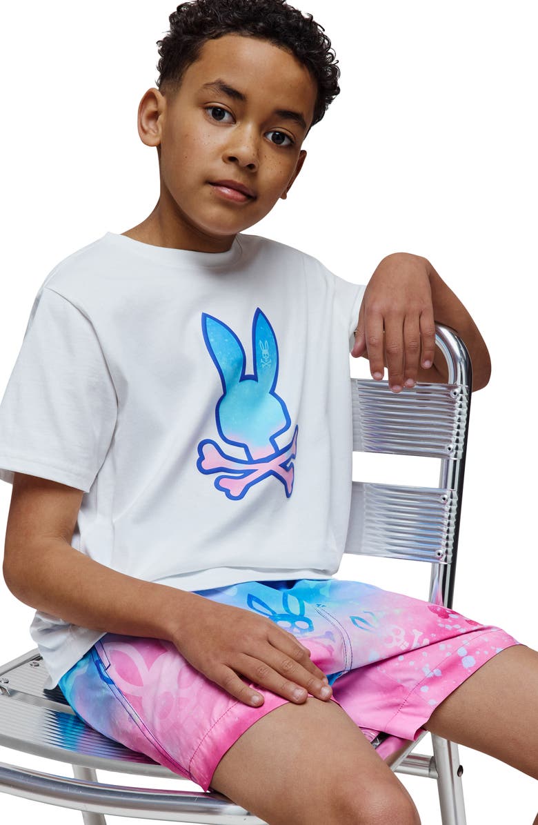 Psycho Bunny Kids' Caspian Bunny Graphic T-Shirt, Alternate, color, White