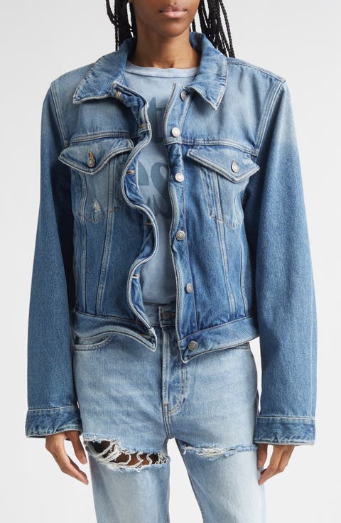 Wavy Distressed Denim Jacket