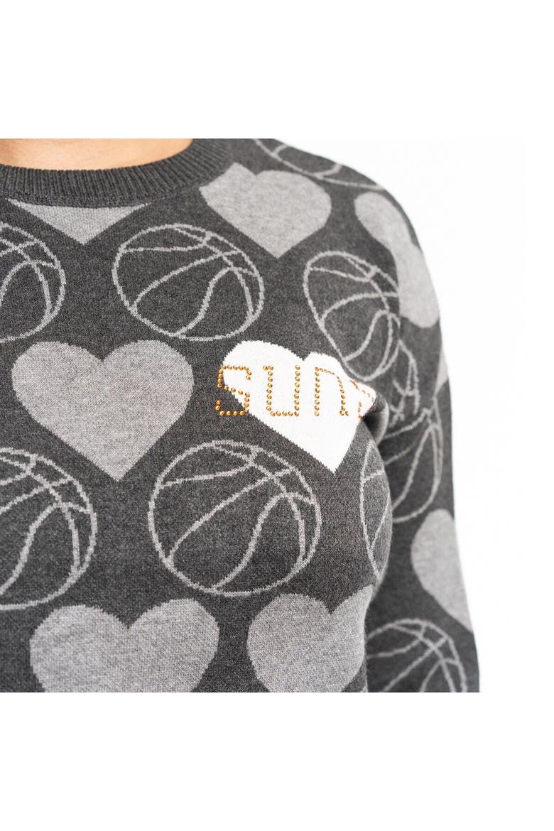 Women's Lusso Charcoal Phoenix Suns Basketball Love Swarovski Crystal Intarsia Pullover Sweater, Alternate, color, Charcoal