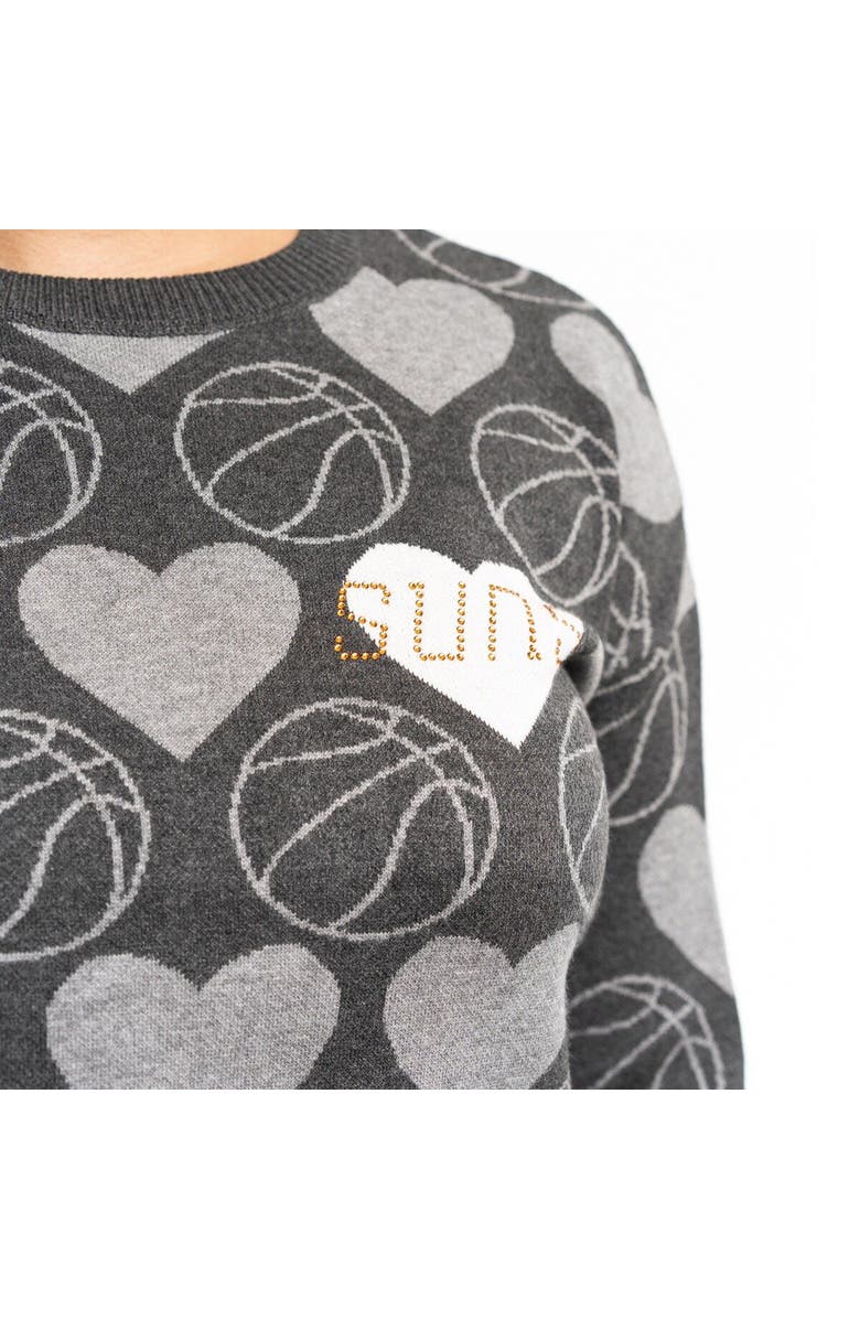 LUSSO Women's Lusso Charcoal Phoenix Suns Basketball Love Swarovski Crystal Intarsia Pullover Sweater, Alternate, color, Charcoal
