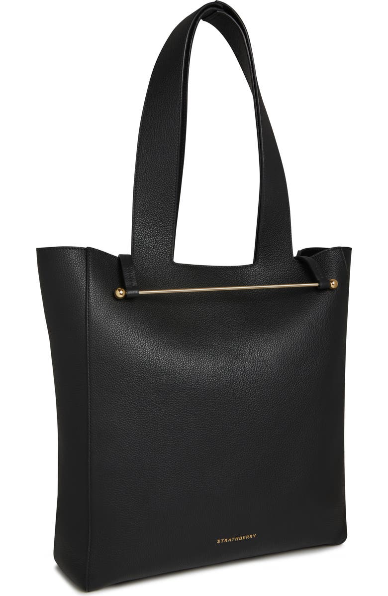 Strathberry Melody Fine Grain Leather Tote, Alternate, color, Black