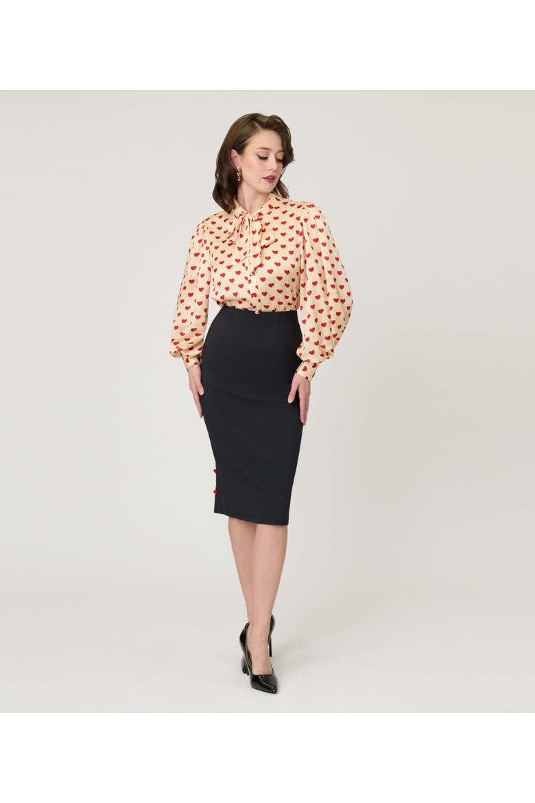 Back Pleat Pencil Skirt, Alternate, color, Black Solid