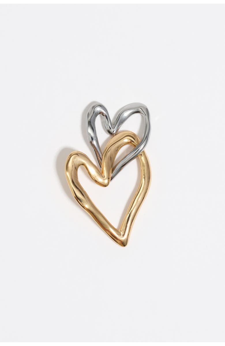 Bimba y Lola Textured Double Heart Earrings, Alternate, color, 