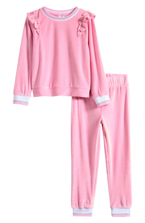 Kids' Ruffle Velour Sweatshirt & Joggers Set