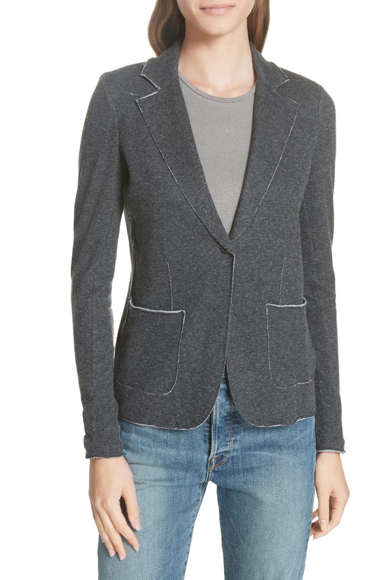 Cotton & Cashmere Blazer, Main, color, ANTHRACITE CH/ GRIS CH