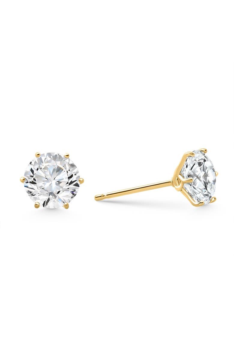 Bliss Diamond 2Ct tw Sylvie Round Thin & Delicate Diamond Studs 14k Gold Lab Grown, Alternate, color, 14K Yellow Gold