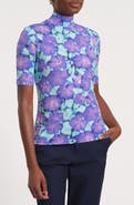 Isaac Mizrahi New York Print Mock Neck Top