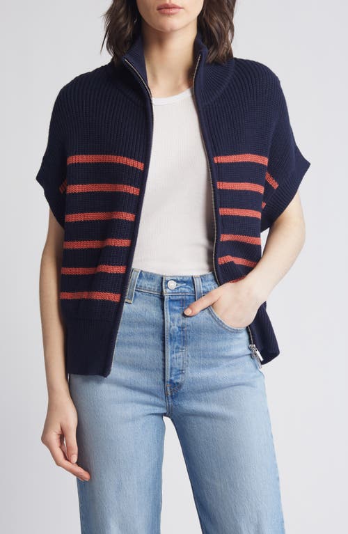 Nic + Zoe Nic+zoe Stripe Shaker Zip Cardigan In Indigo Multi