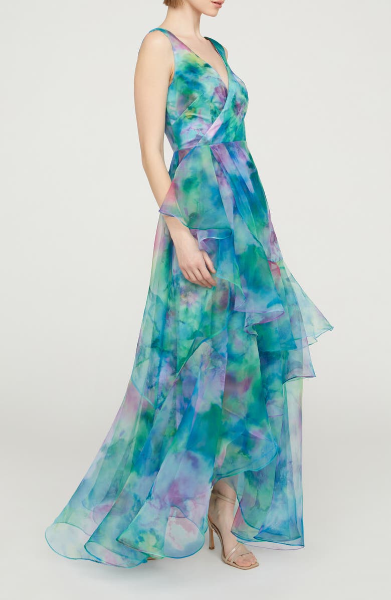 Theia Karen Print Organza Gown, Alternate, color, 