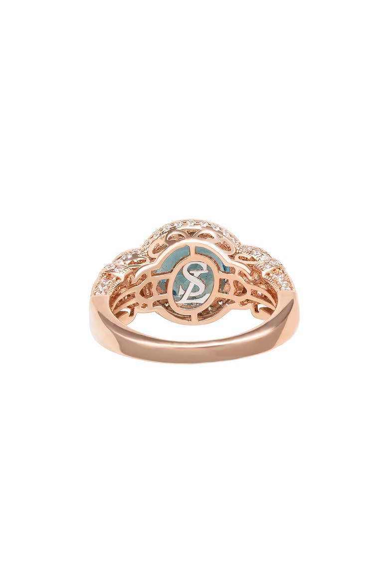Pavé Cubic Zirconia Engagement Ring, Alternate, color, BLUE