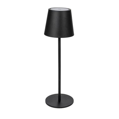 Round Metal LED Rechargeable Table Lamp, Black