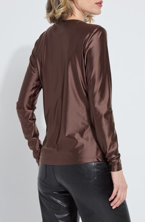 Lyssé Lysse Fatima Pleated Neck Satin Top In Brown