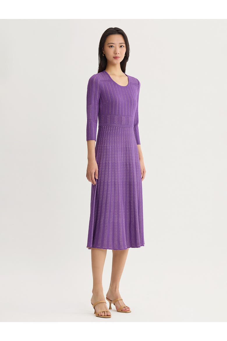 Fit & Flare Multi Stitch Soft Knit Maxi Dress, Alternate, color, Fresh Purple/Biscotti