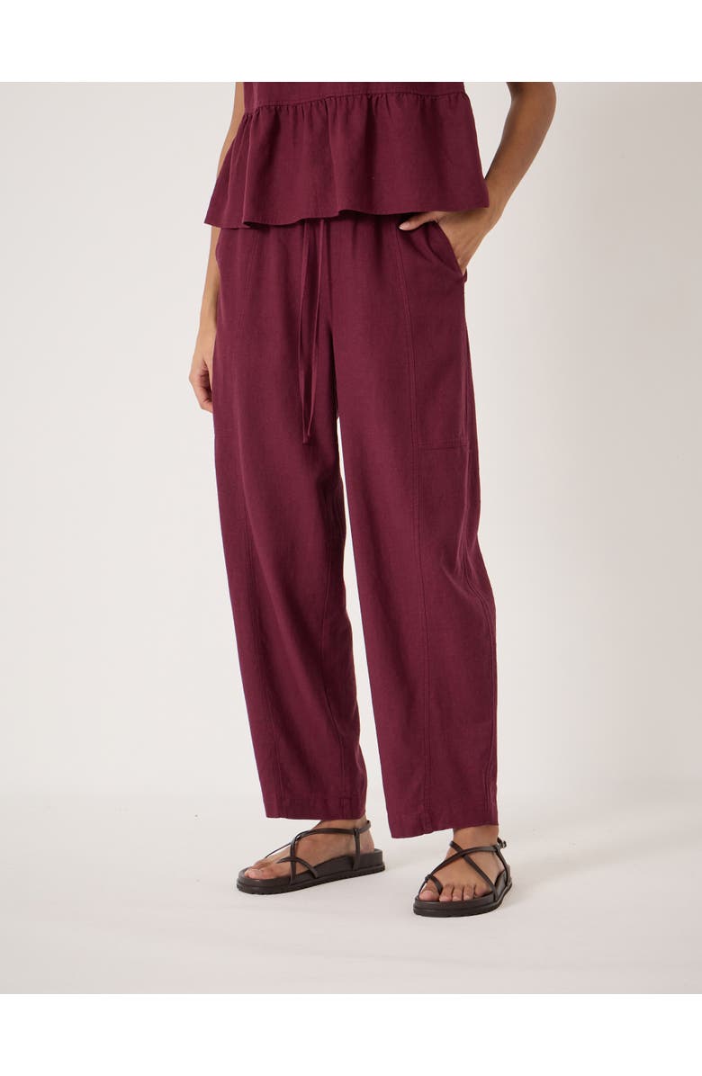 Hush Tovi Linen Blend Barrel Leg Pants, Main, color, Maroon Red