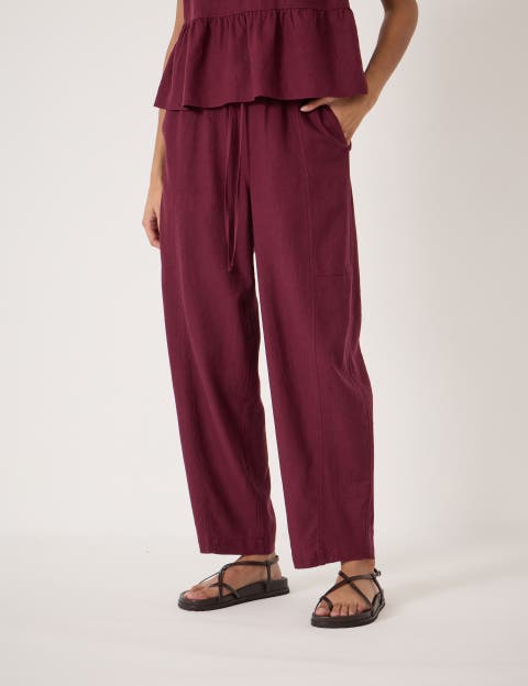 Tovi Linen Blend Barrel Leg Pants