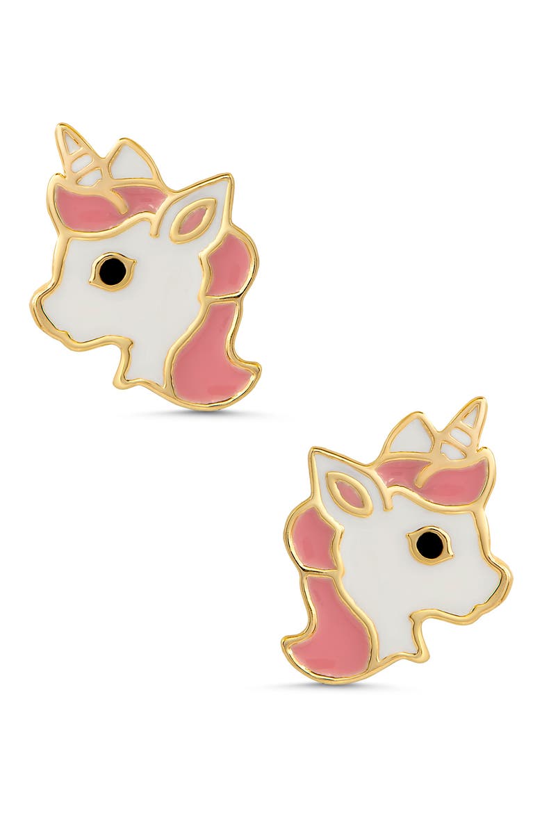 Unicorn Stud Earrings, Main, color, GOLD