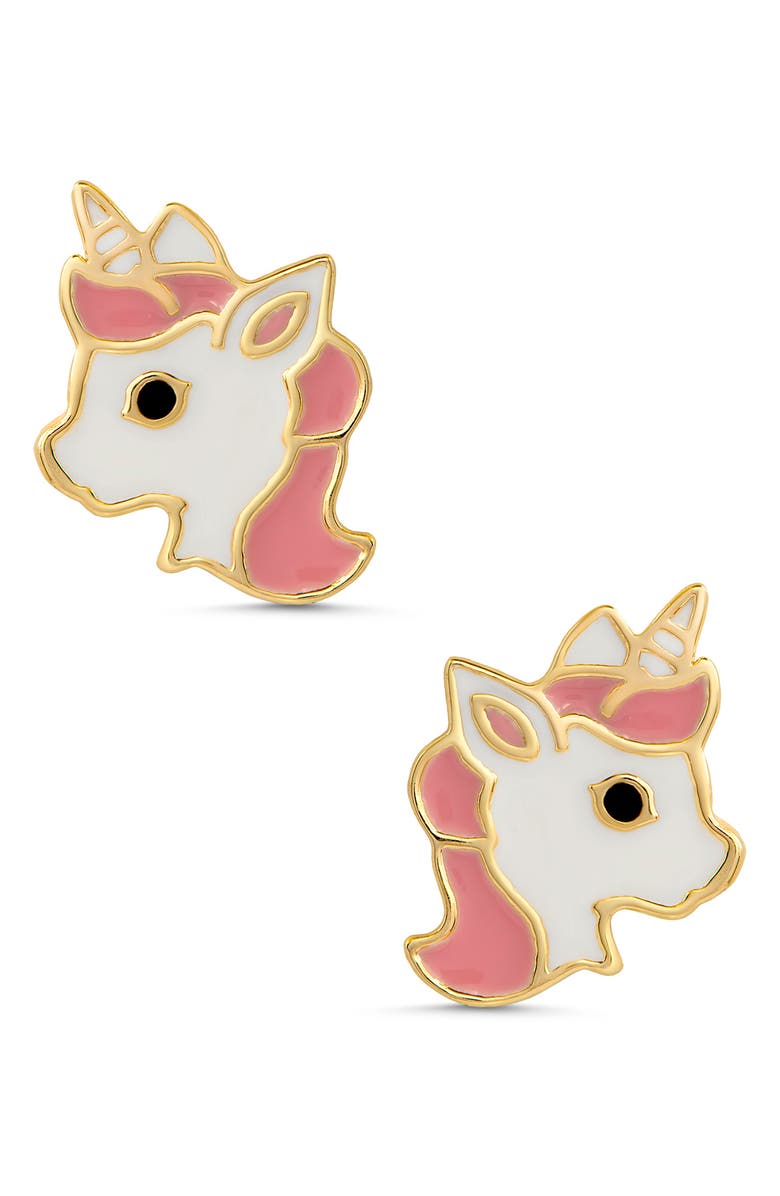 Lily Nily Unicorn Stud Earrings, Main, color, Gold